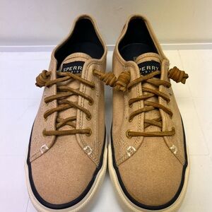 Sperry Top-Sider Women’s Size 8M Boat Shoes Khaki Casual Canvas Non-Slip Lace Up